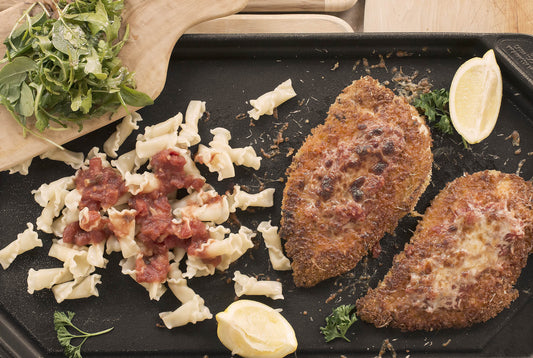 Chicken Parm with Campanelle Pasta and Micro Greens