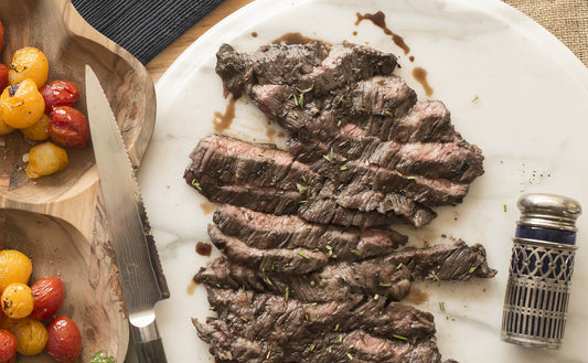 Grilled Skirt Steak with Blistered Tomatoes & Grapefruit Salad