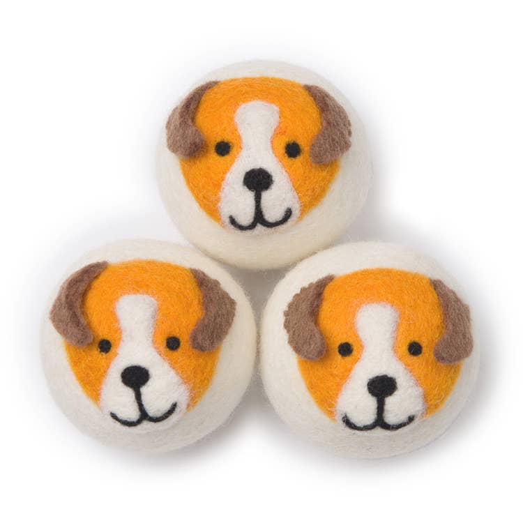 Hand-Felted Dryer Balls, Playful Pups