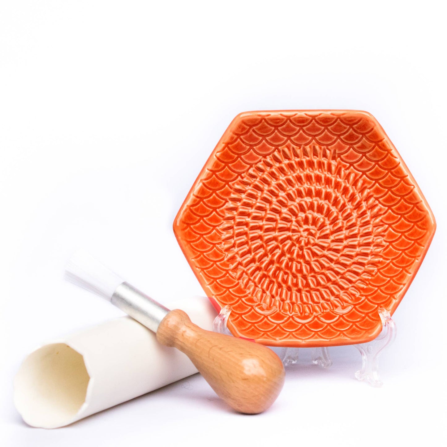 Grater Plate with Peeler and Brush, Carrot Orange