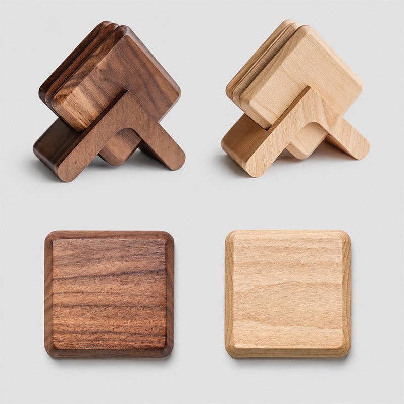 Wooden Coaster Stand: Nature / One Size