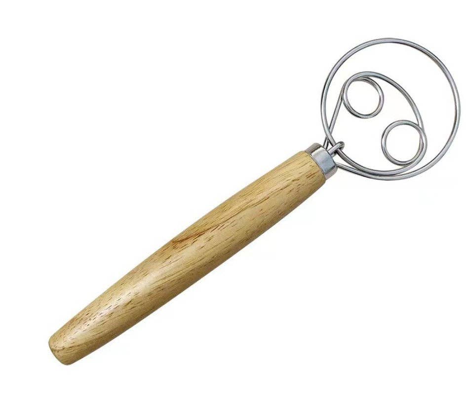 Dough Whisk Wooden Handle: One ring