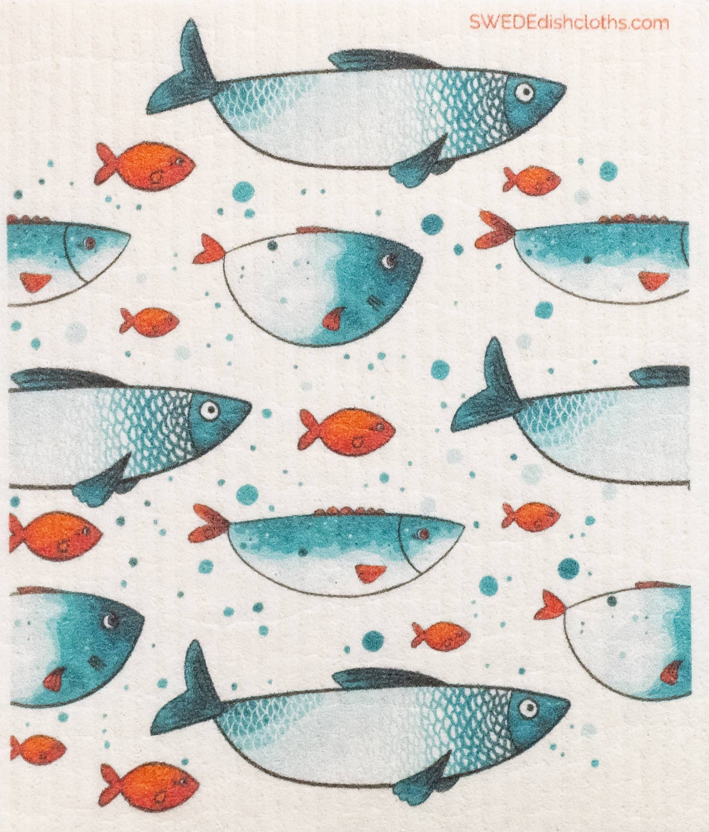 Swedish Dishcloth Blue Fish School Spongecloth