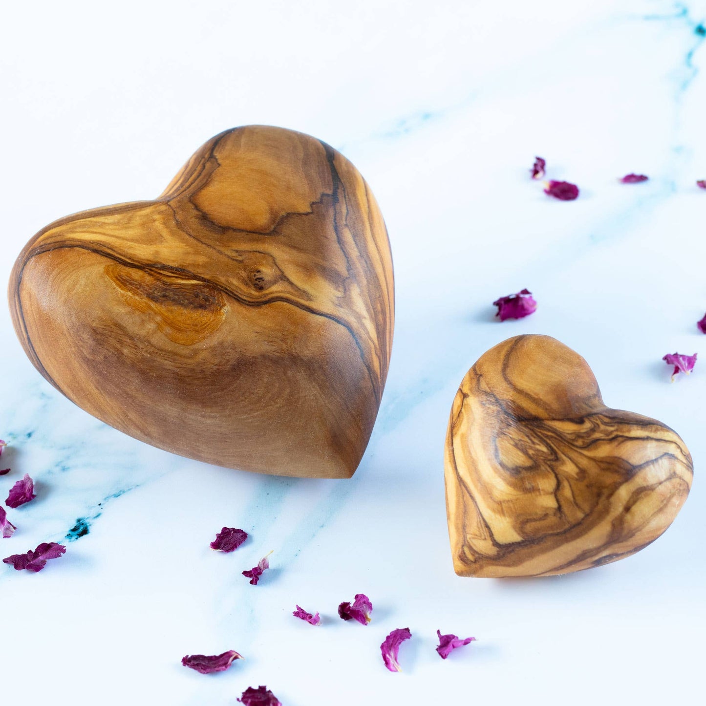 Olive Wood hearts set