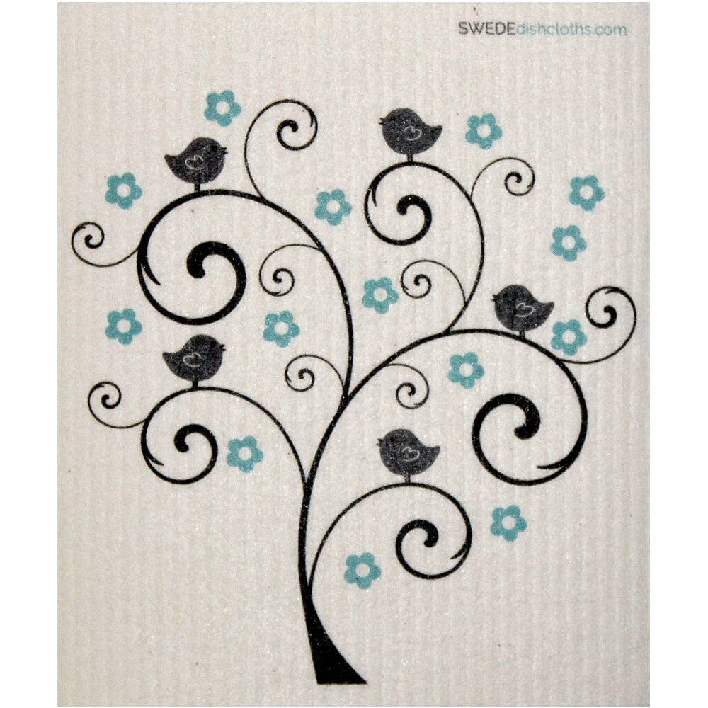 Swedish Dishcloth Bird and Flower Tree Spongecloth
