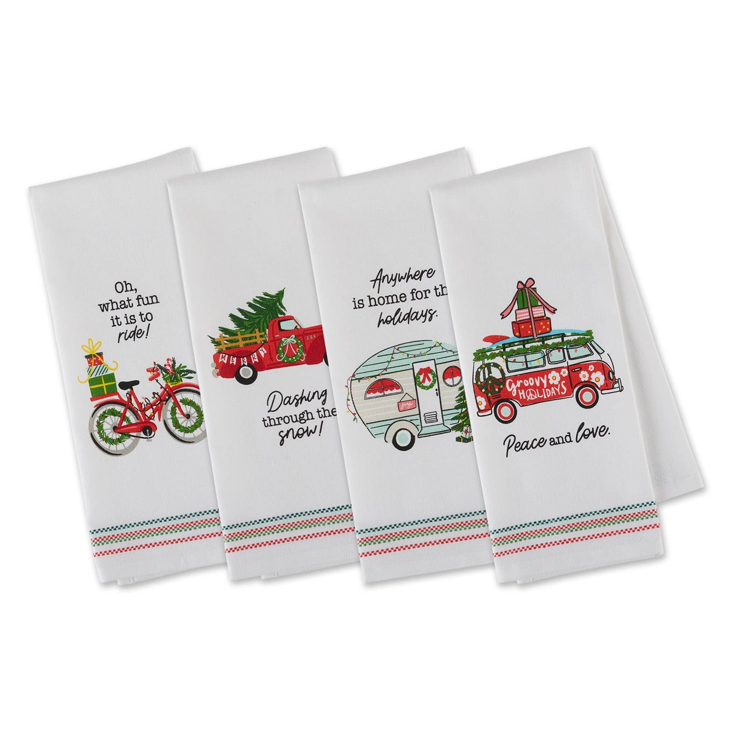 Holidays On Wheels Printed Dishtowels Mixed Dozen
