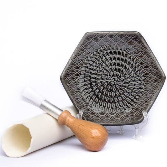 Grater Plate with Peeler and Brush, Charcoal