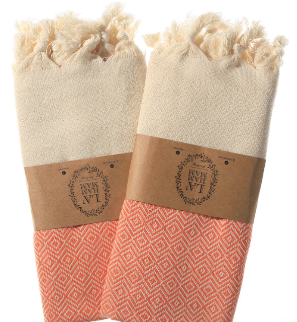 Diamond Turkish Cotton Kitchen / Hand Towel 40x18 in - Orange