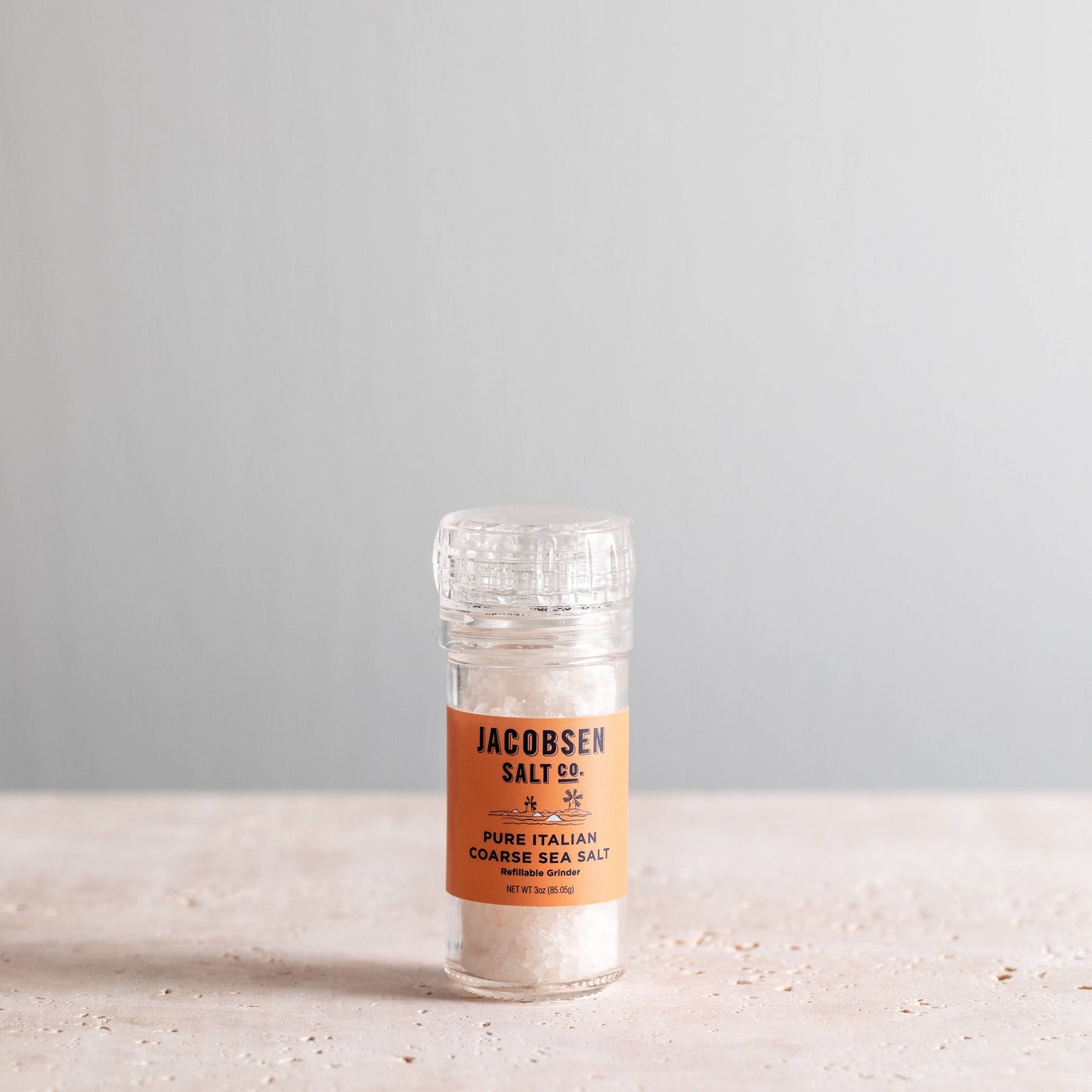 Pure Italian Coarse Sea Salt Grinder, Glass Grinder