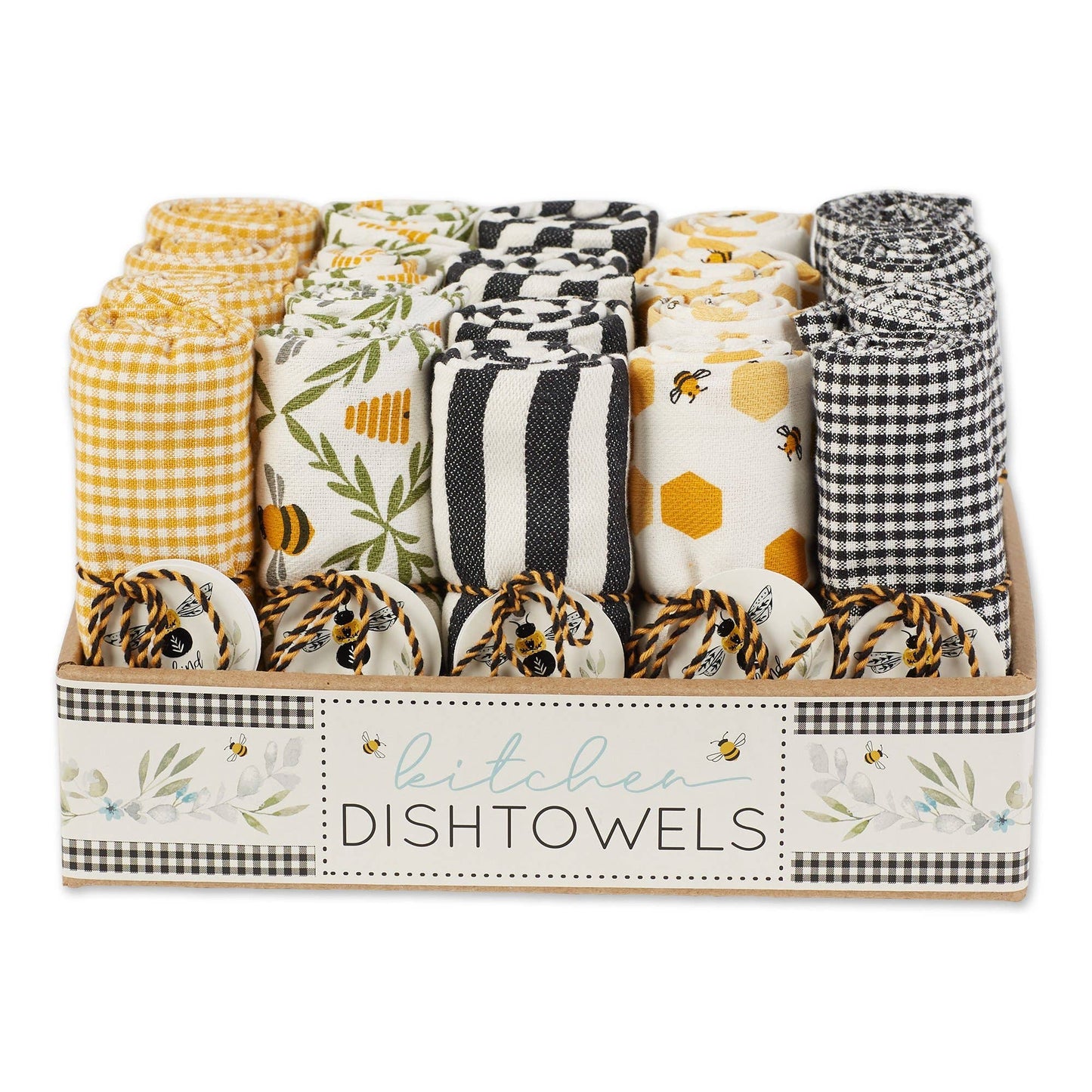 Honey Bee Dishtowels - Black and White Check