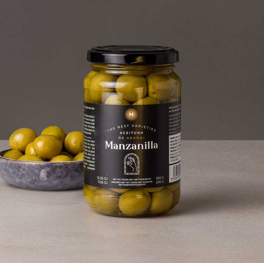 Triana Olivas. Whole Manzanilla Olives.