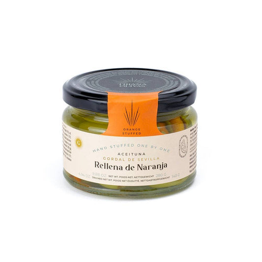 Triana Olivas. Gordal Olives (Seville) Stuffed with Orange