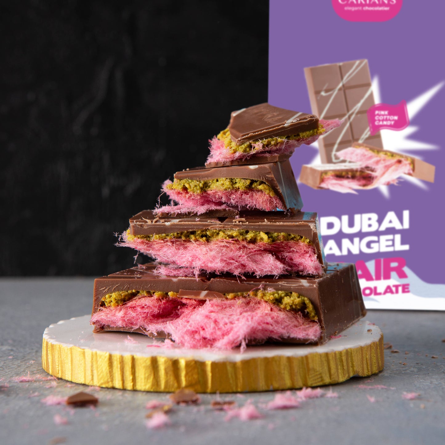 Viral Angel Hair Dubai Chocolate Bar, Pink Cotton Candy