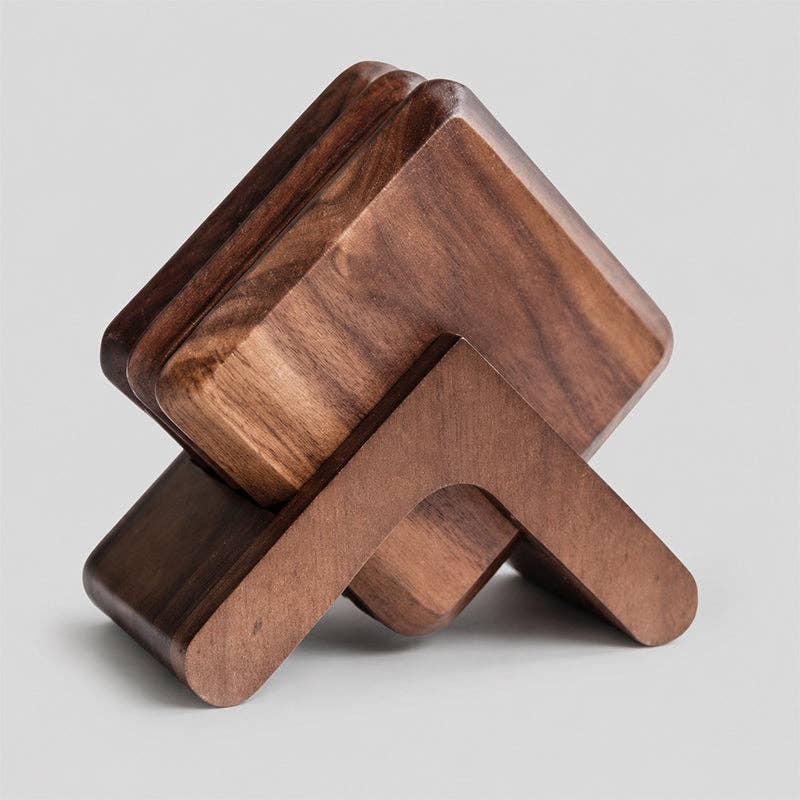 Wooden Coaster Stand: Brown / One Size