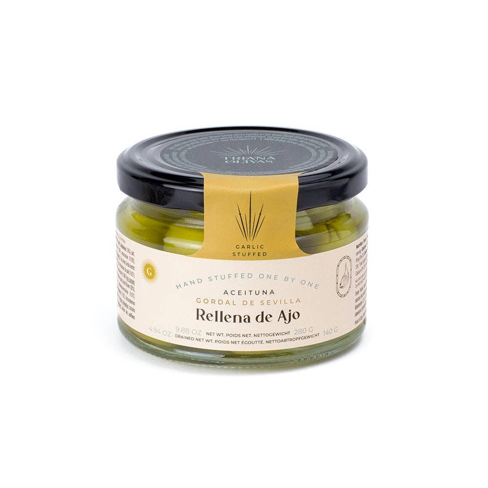 Triana Olivas. Gordal Olives from Seville Stuffed w/ Garlic