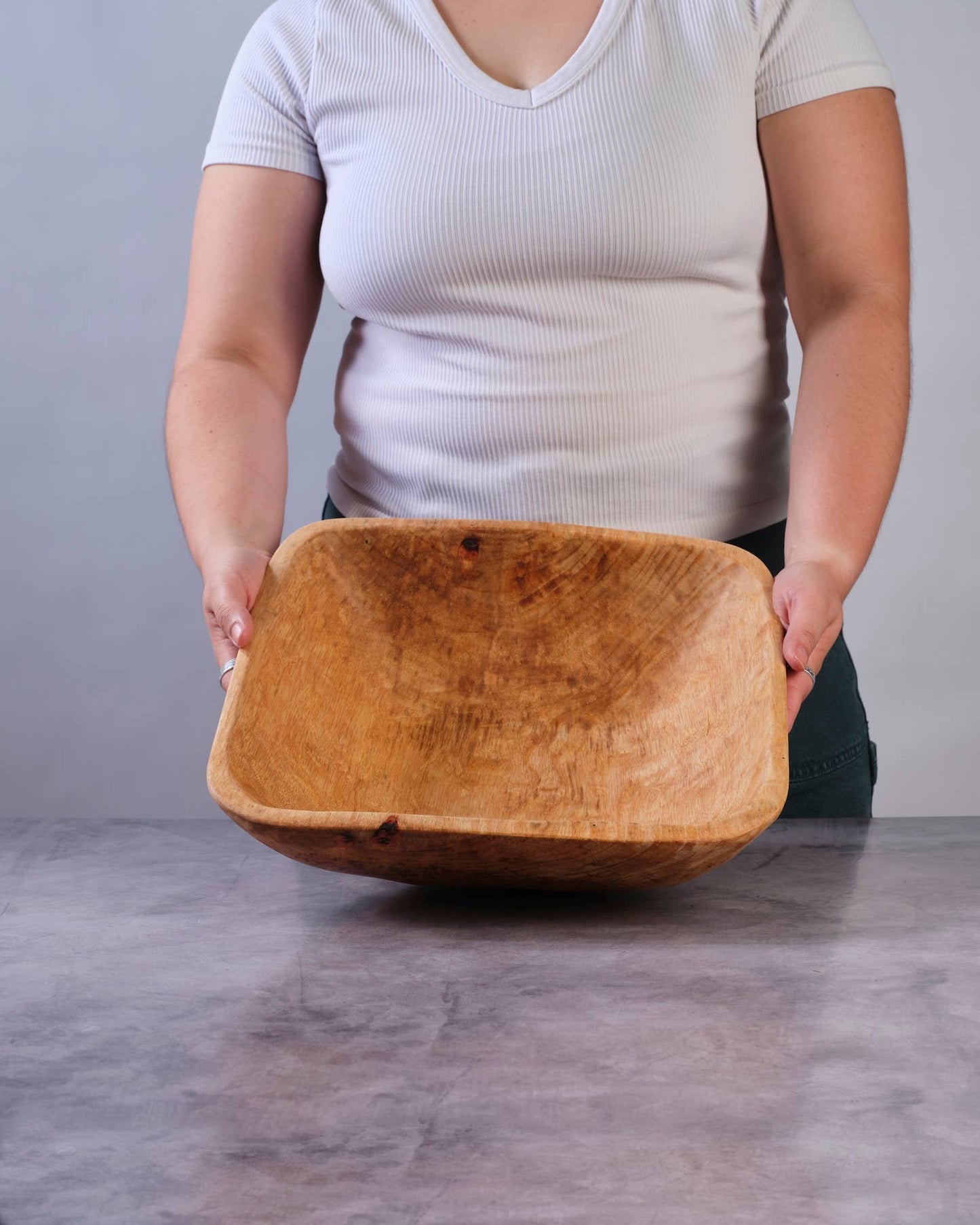 14" Medium Square Nesting Wood Bowl | Salad Bowl | Hardwood