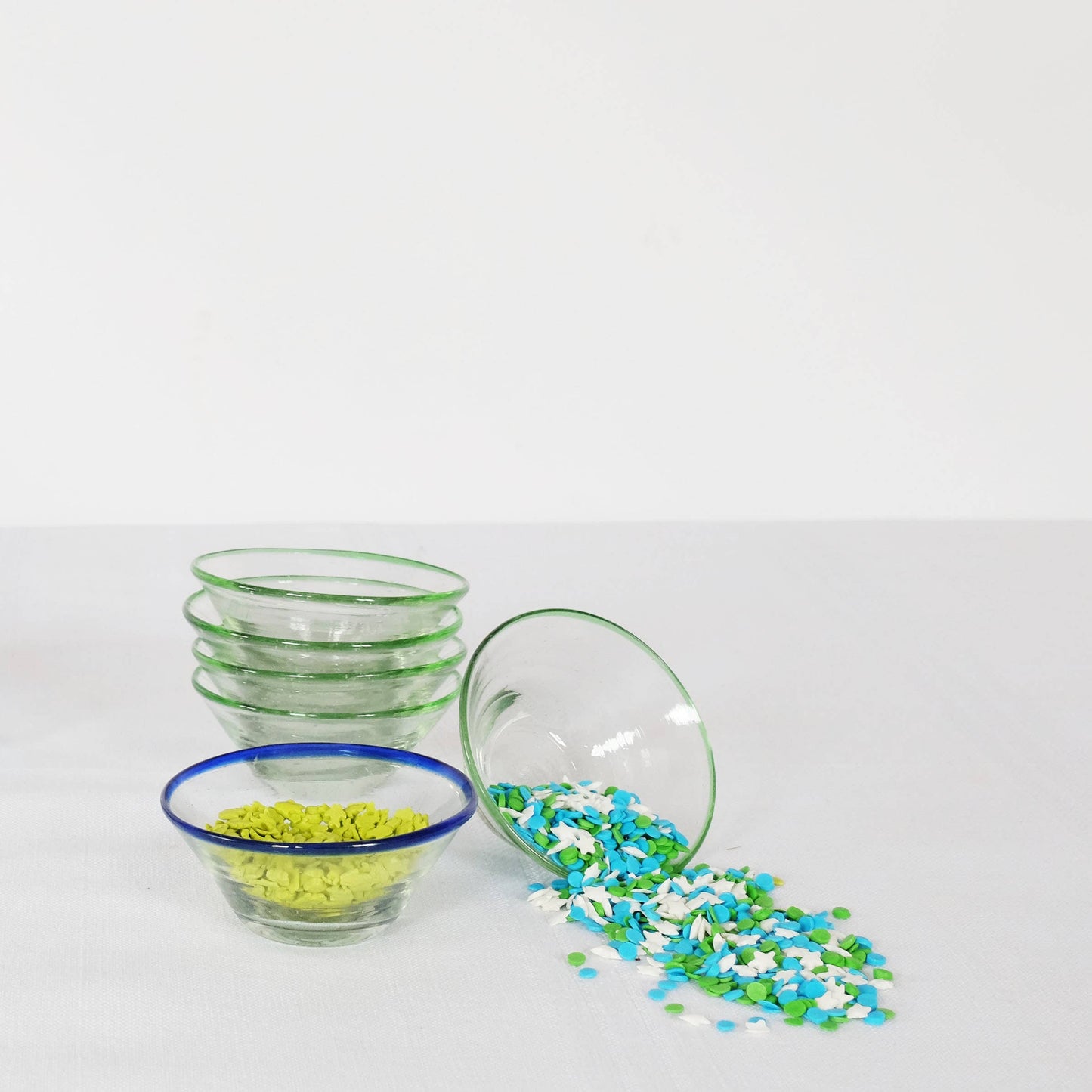 Blue Rim Tiny Glass Bowl, Kitchen Essential, Pinch Bowl