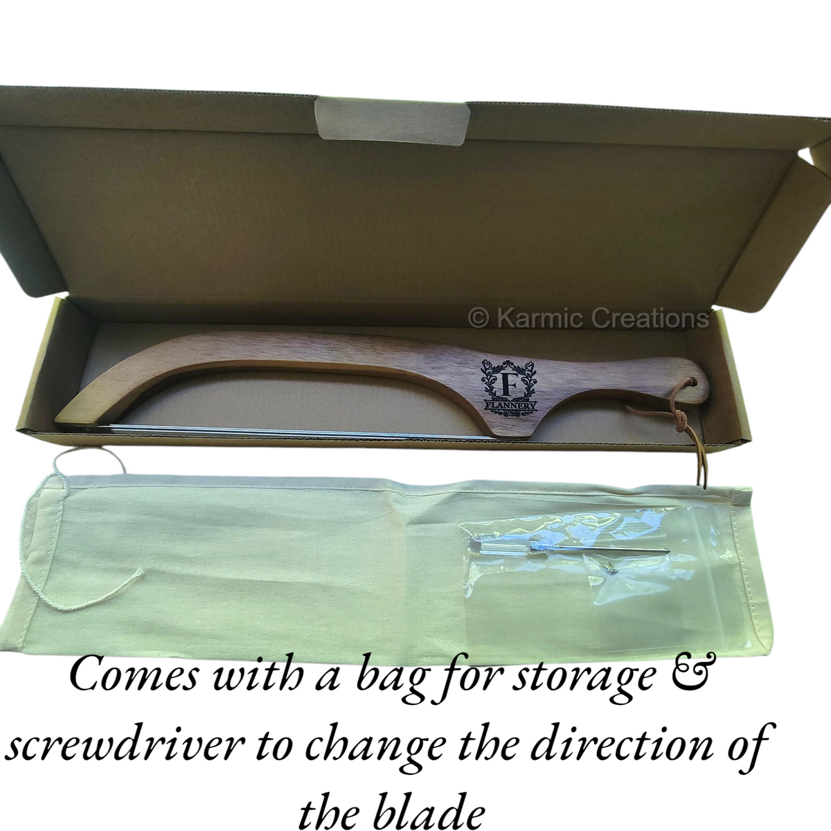 Bread Bow Knife, Serrated Sourdough Wood Handle Bread Knife.: No Engraving