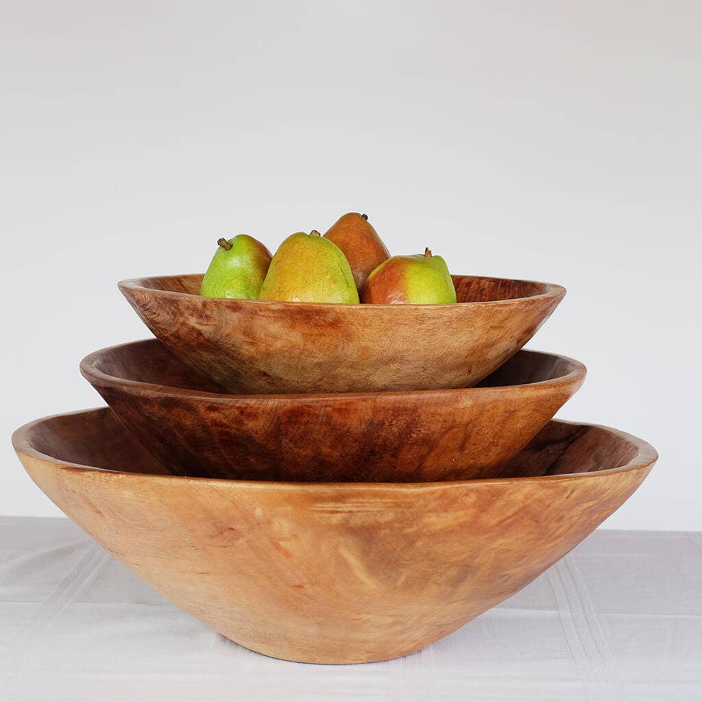 17" Large Classic Round Wood Salad Bowl | Wood Bowl