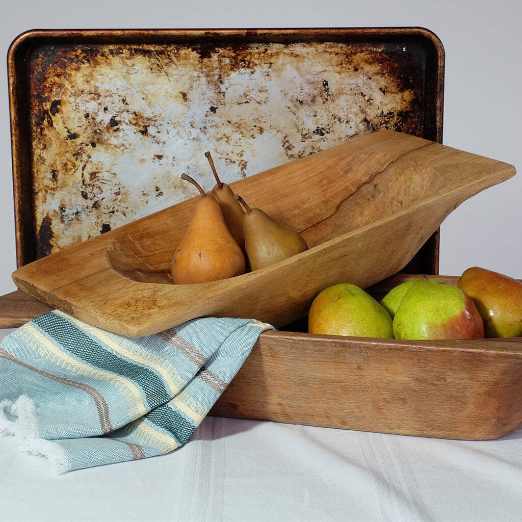 18" Small Wood Dough Bowl for Bread/Fruit, Trencher Tray