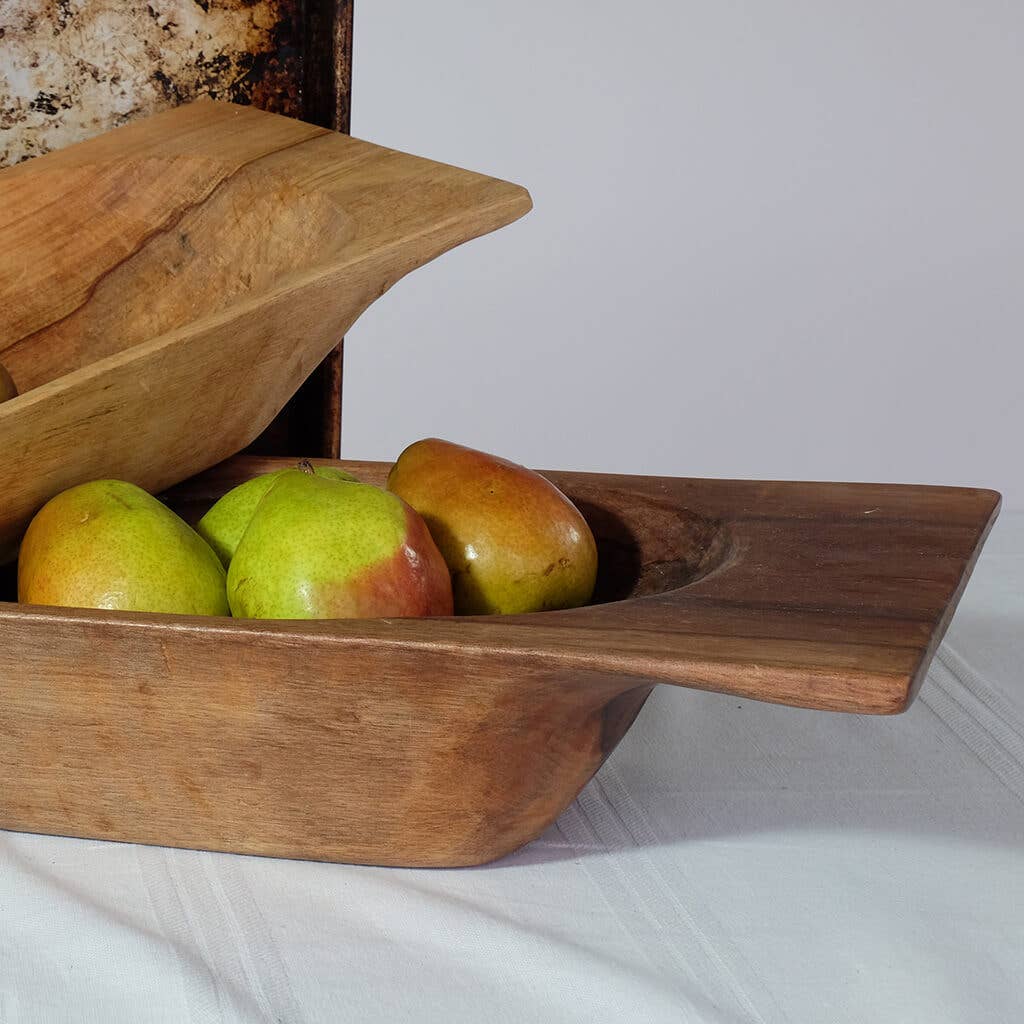 Large Wood Dough Bowl Tray/Trencher (24"Lx11"Wx4.5"H)