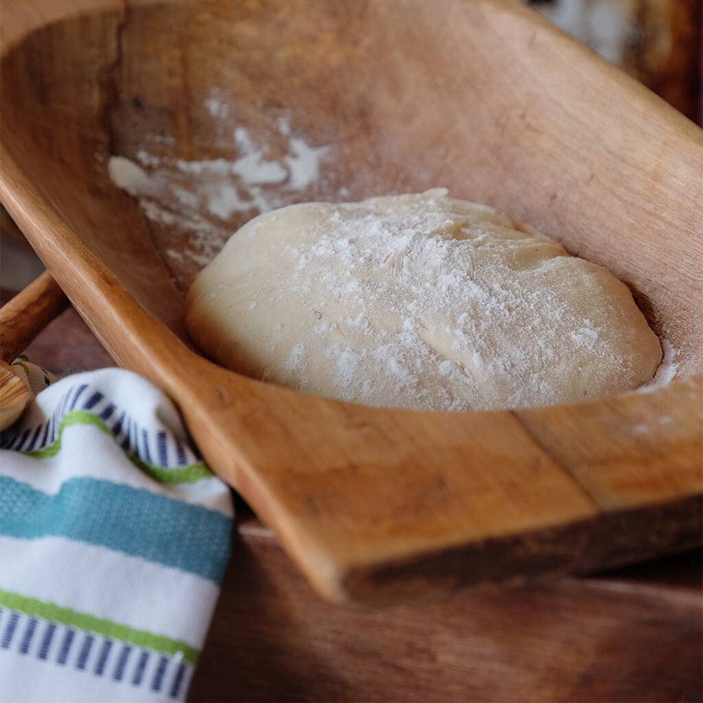 18" Small Wood Dough Bowl for Bread/Fruit, Trencher Tray