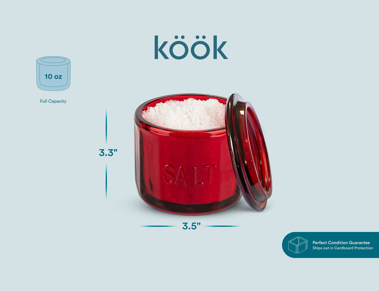 Kook Embossed Salt Cellar & Lid, Pressed Glass, 10 oz: Lime