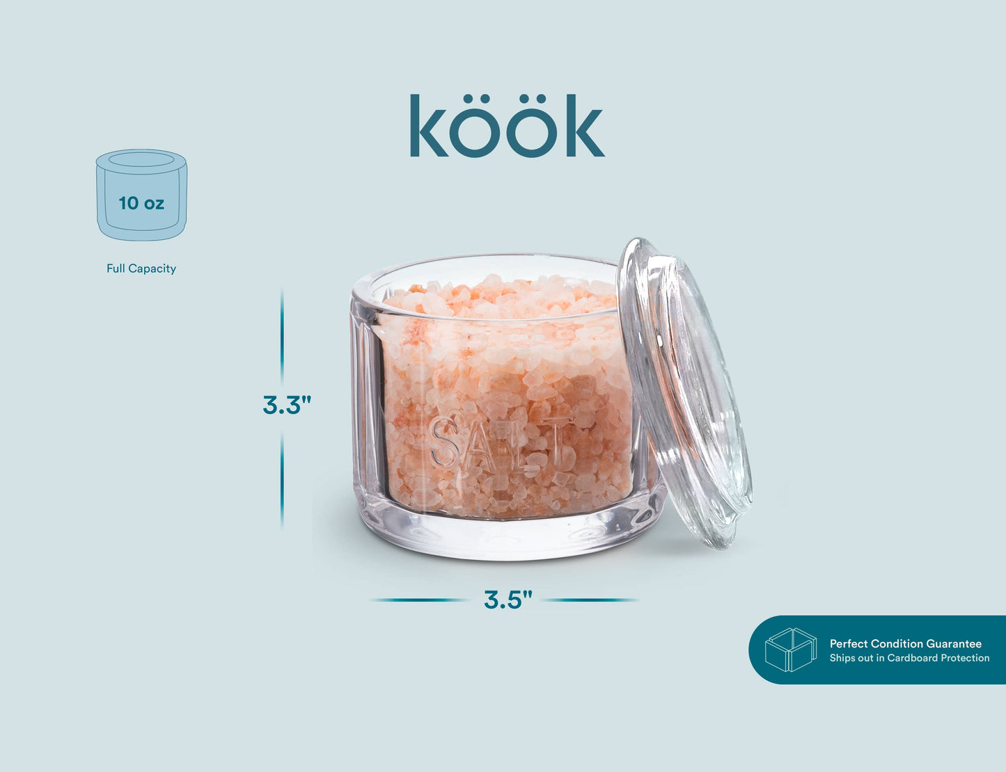 Kook Embossed Salt Cellar & Lid, Pressed Glass, 10 oz: Glass