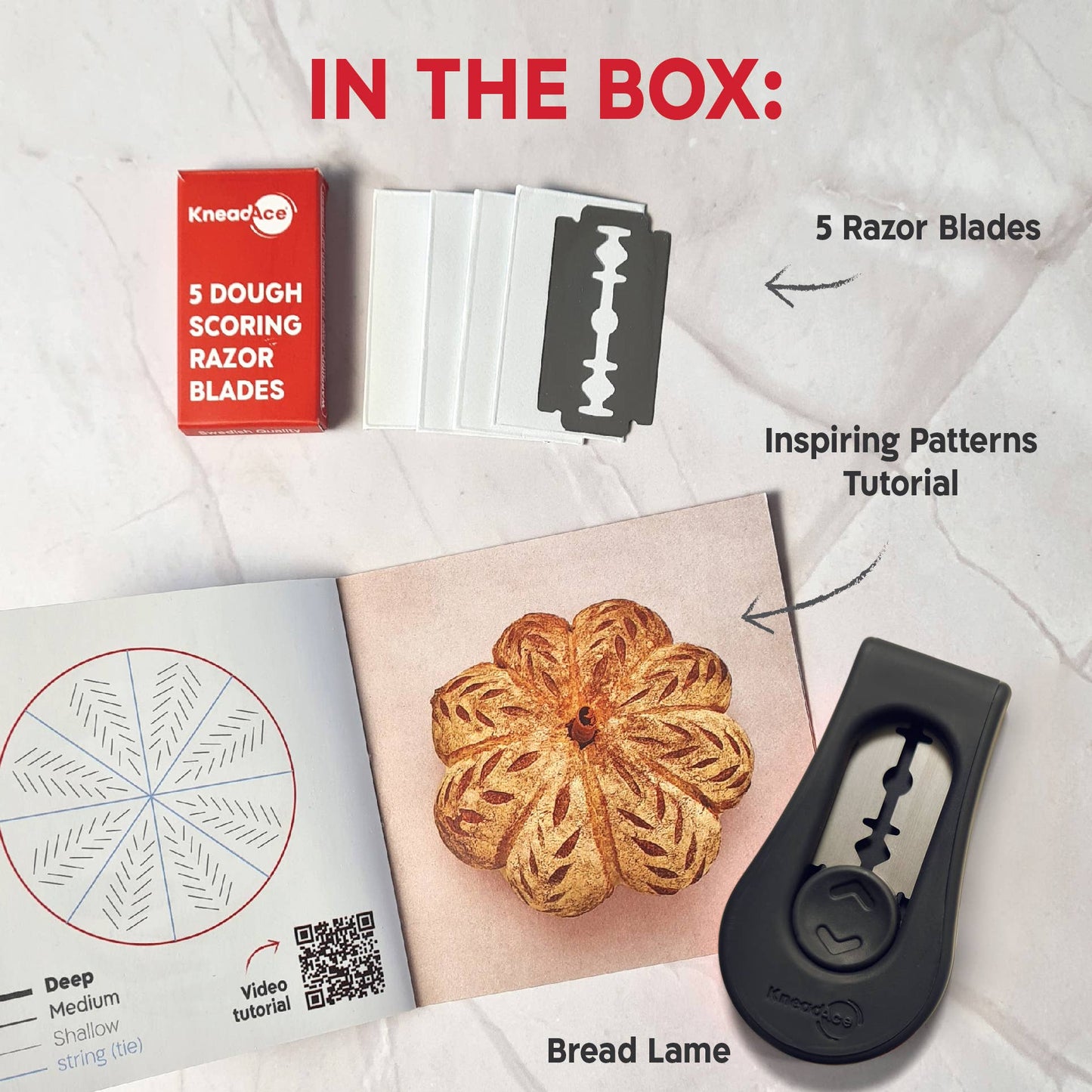 KneadAce Sourdough Kit, 24oz Jar, 2x Bannetons, Bread Lame