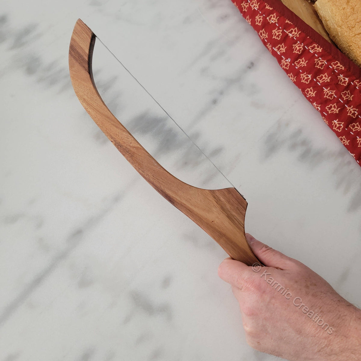 Bread Bow Knife, Serrated Sourdough Wood Handle Bread Knife.: No Engraving