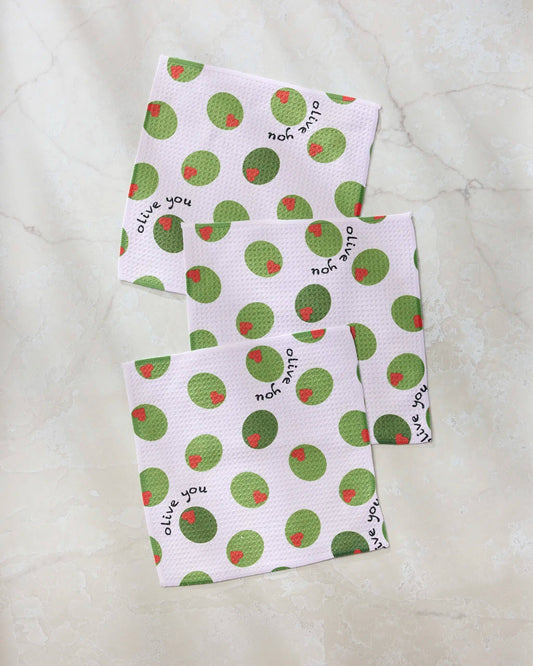 Olive You Dishcloth Set