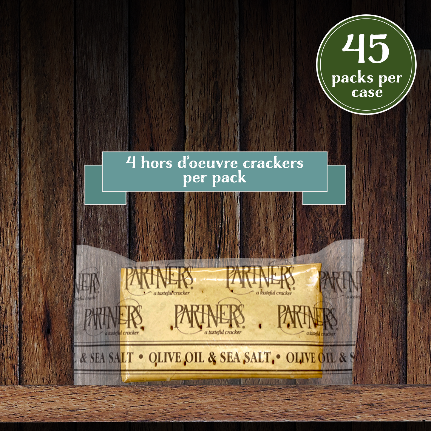 Snack Pack, Hors d'Oeuvre Crackers, Olive Oil & Sea Salt - 4 Cracker Pack, 45 Packs Per Case