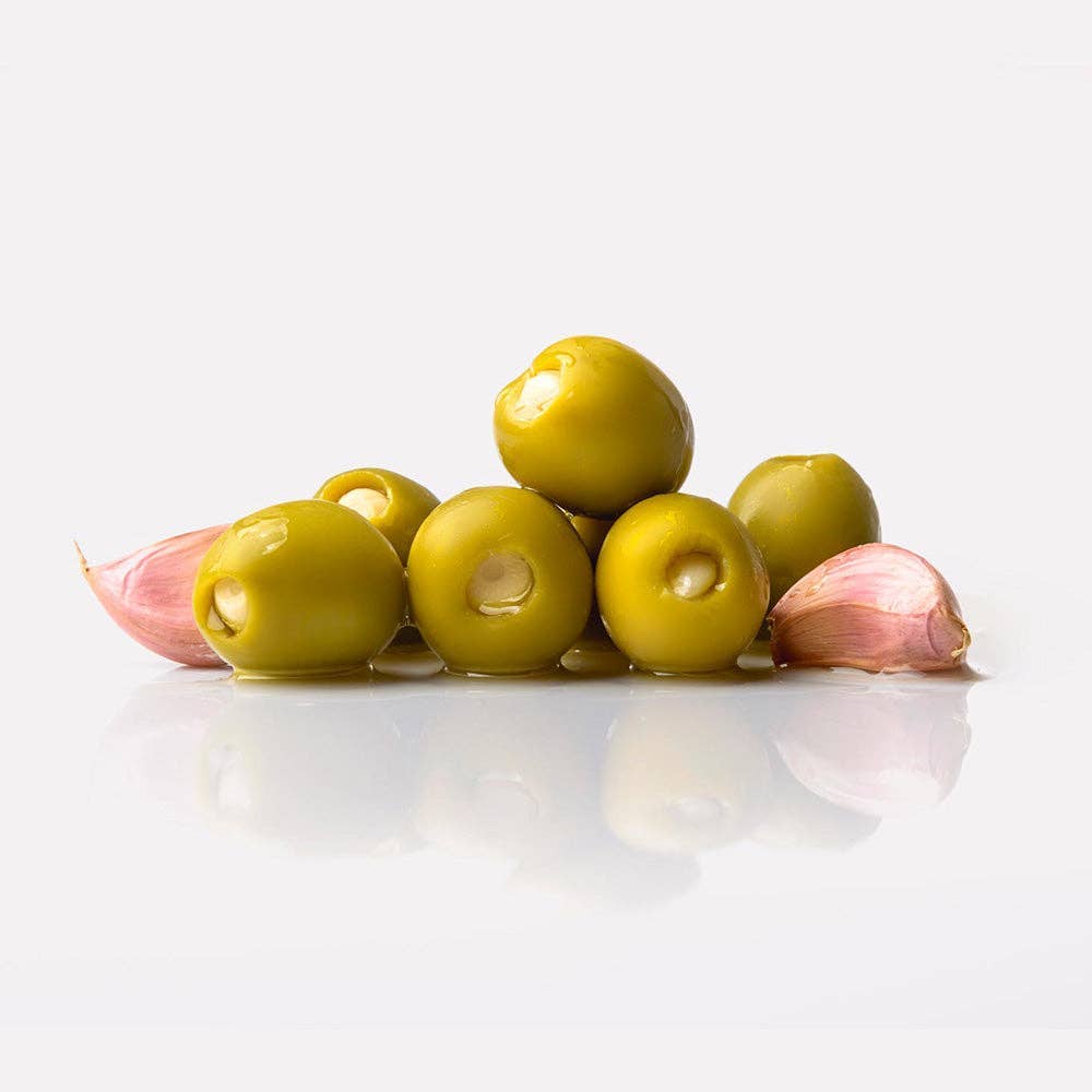 Triana Olivas. Gordal Olives from Seville Stuffed w/ Garlic