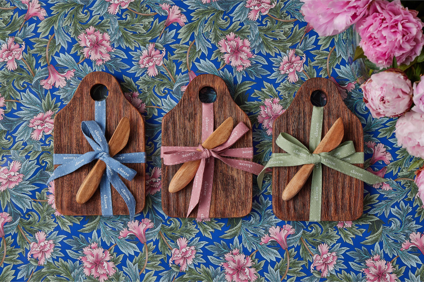 Mini Appetizer Board, Natural, Denim Ribbon