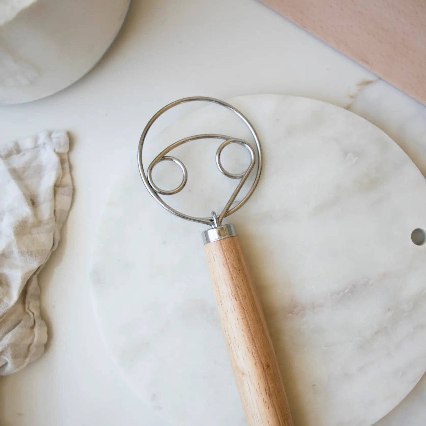 Dough Whisk Wooden Handle: One ring