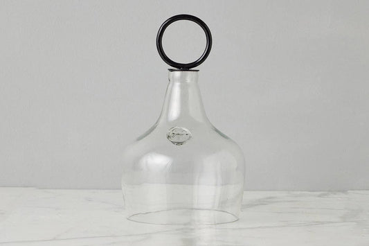 Glass Cloche Food Cover, Black Ring Handle, Small