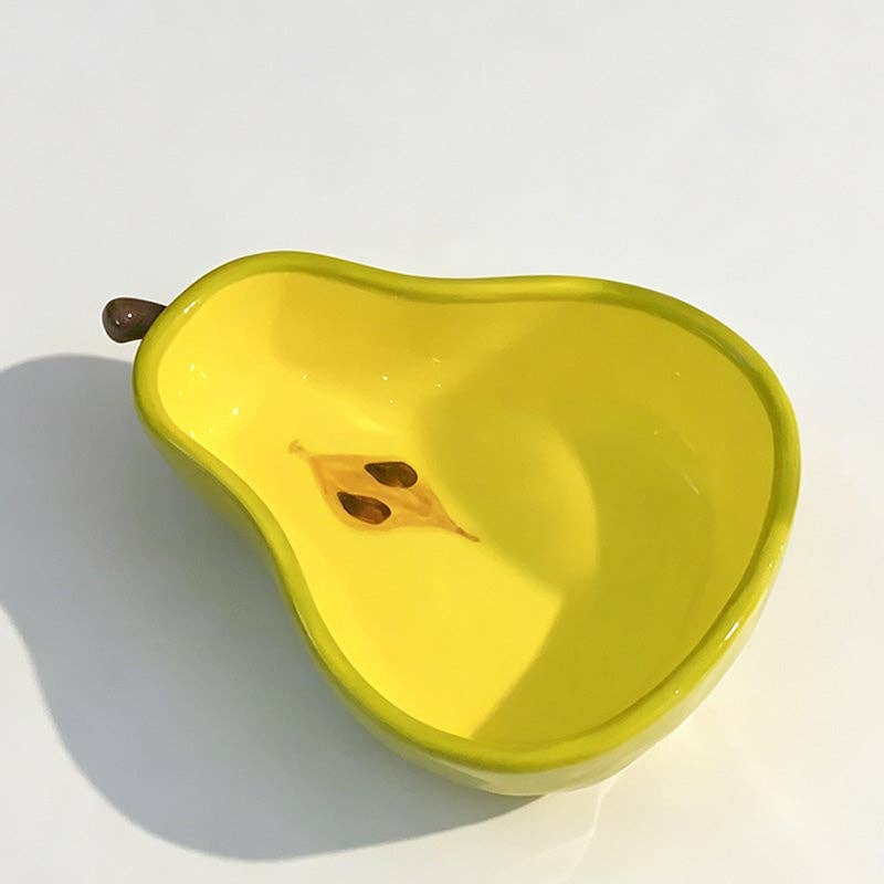 Minimalist Fruit Shaped Ceramic Snack Plate: Yellow Pear / One Size
