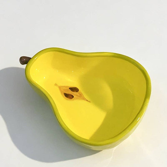 Minimalist Fruit Shaped Ceramic Snack Plate: Yellow Pear / One Size