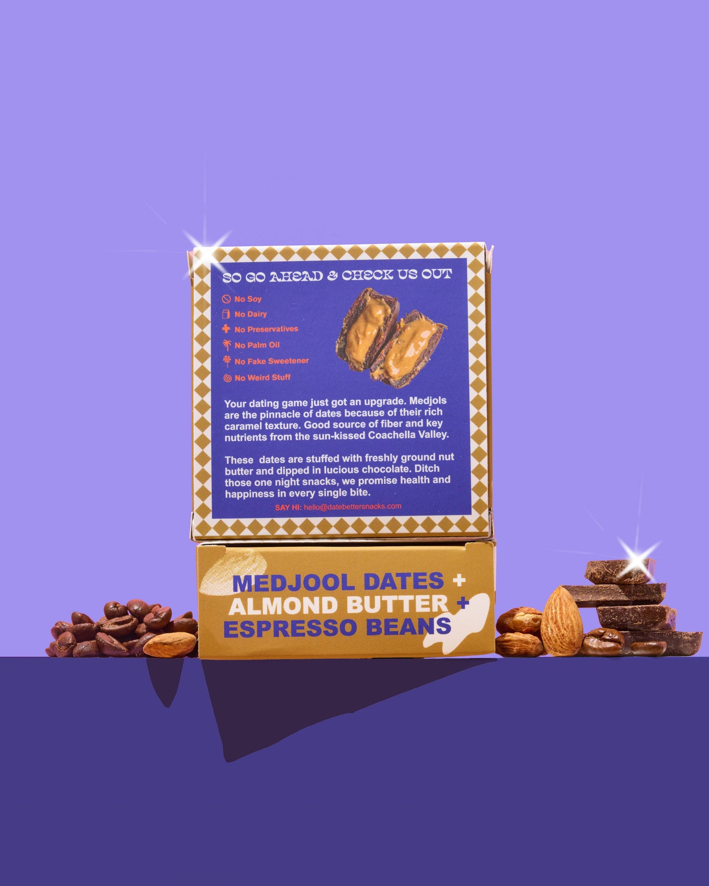 Almond Java Crunch, chocolate covered dates