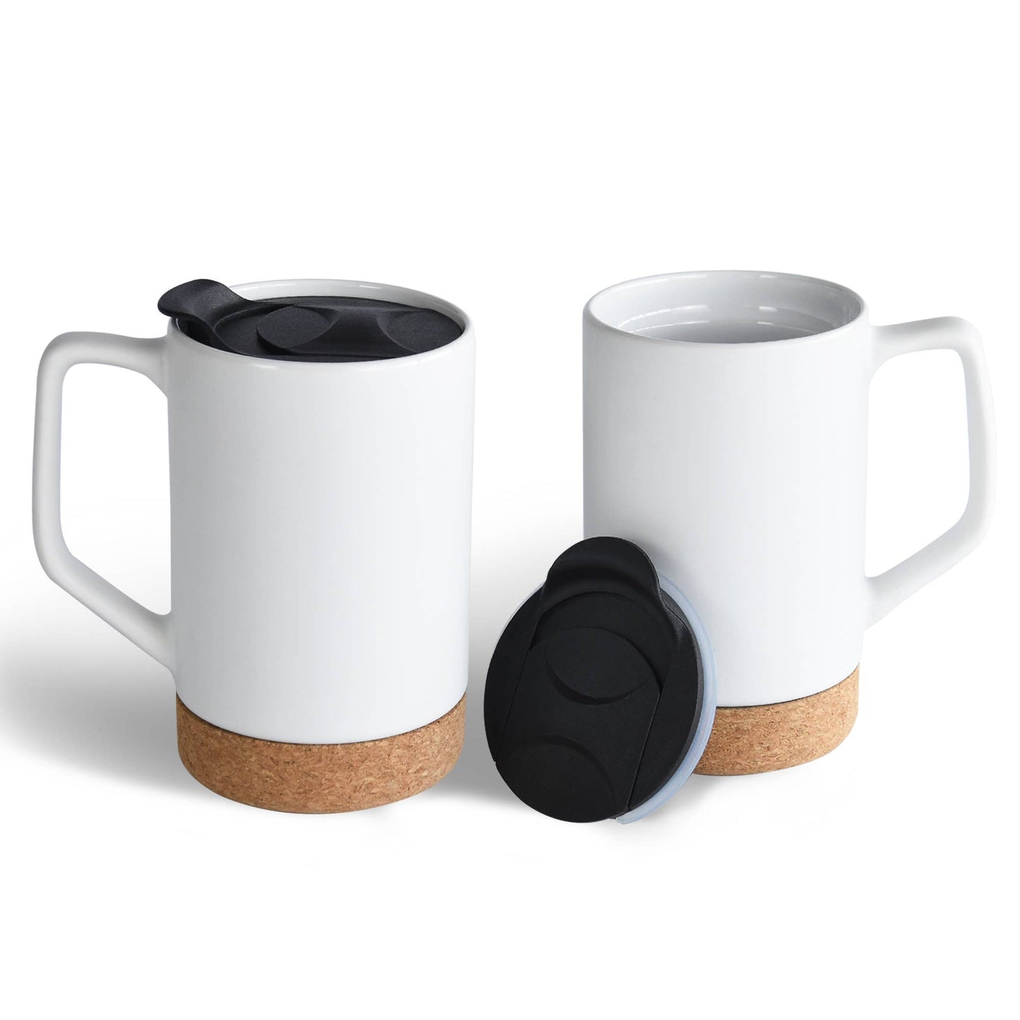 Tea or Coffee Mug with Lid and Removeable Cork Base