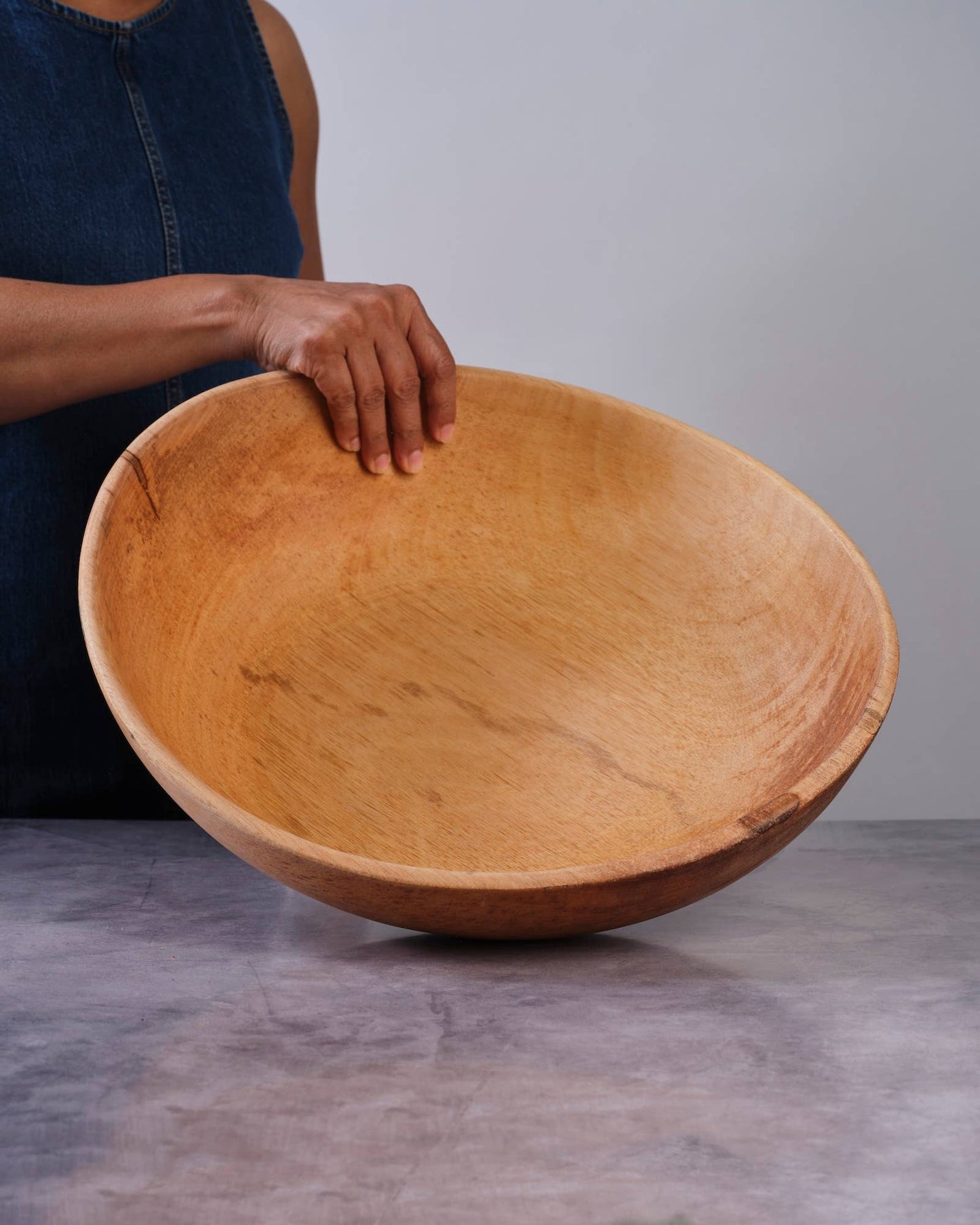 17" Wave Wooden Bowl | Hardwood Salad Bowl, Serving Bowl