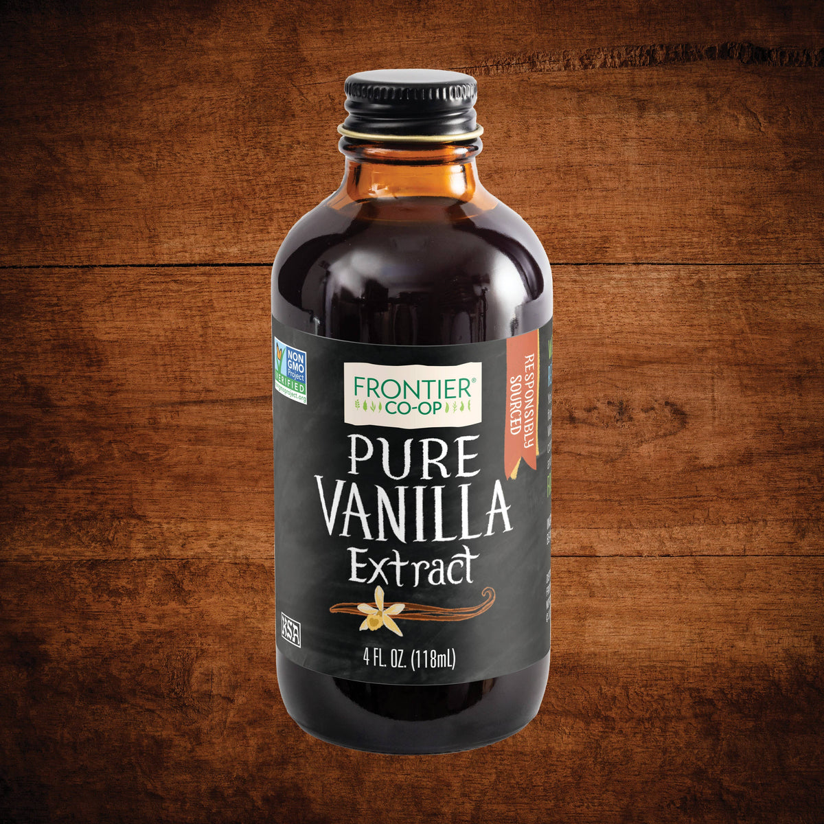 Pure Vanilla Extract, Certified Organic, Kosher, 4 Fl Oz