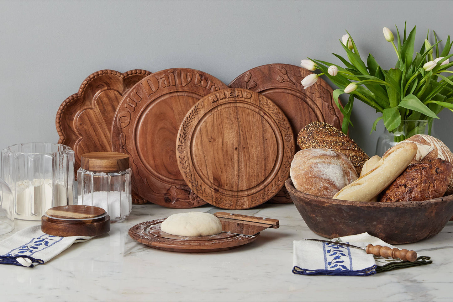 Vintage Wood Bowl, Carved Handle
