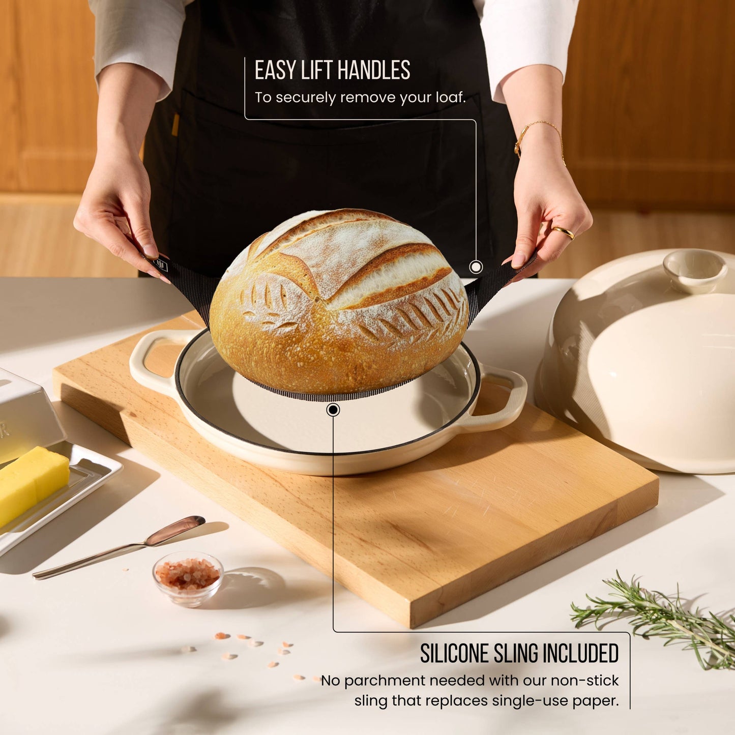 Kook Enameled Cast Iron Bread Oven: Ivory