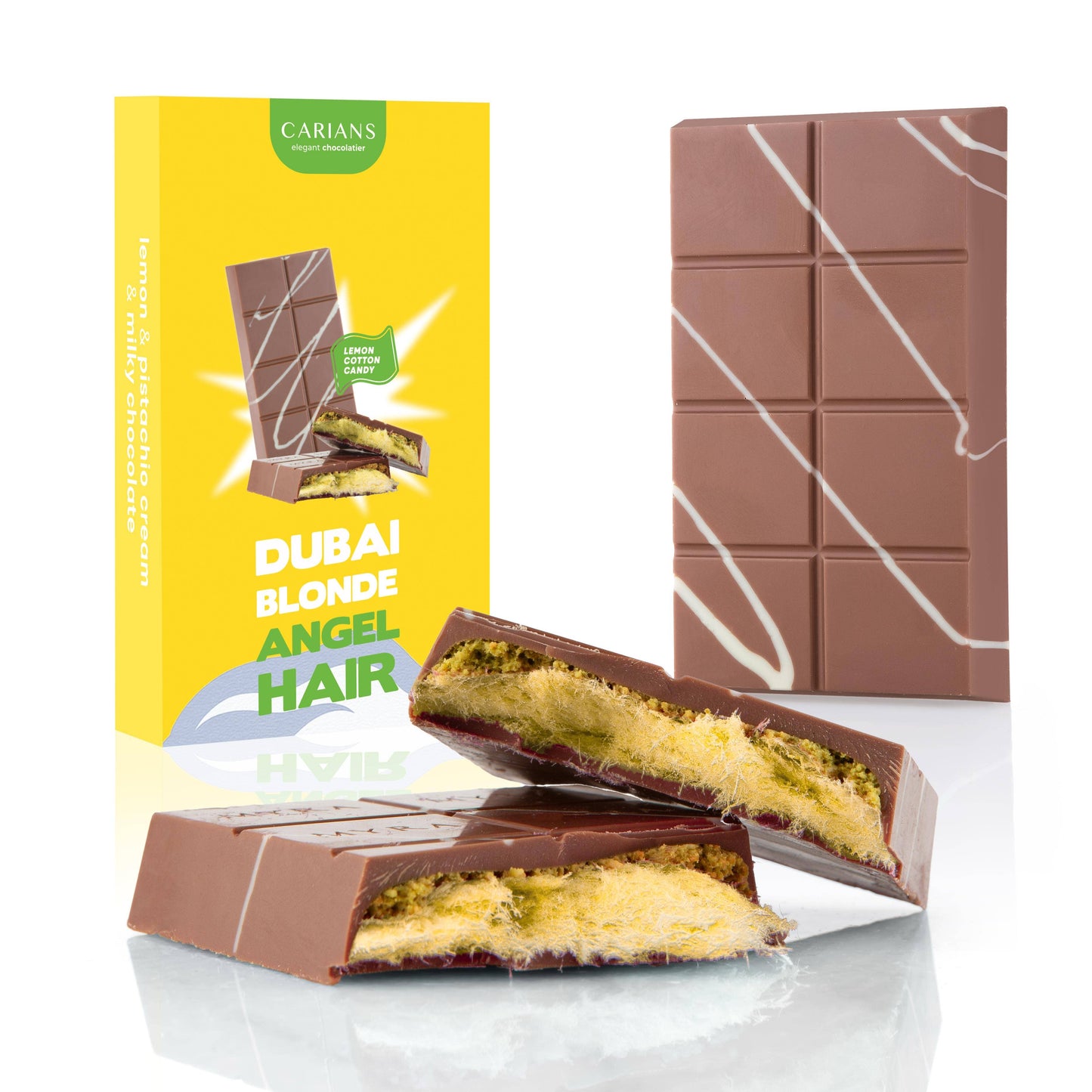 Viral Lemon Angel Dubai Chocolate Bar, Lemon Cotton Candy