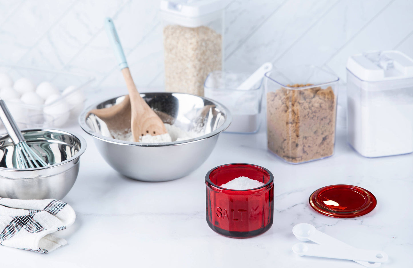 Kook Embossed Salt Cellar & Lid, Pressed Glass, 10 oz: Glass