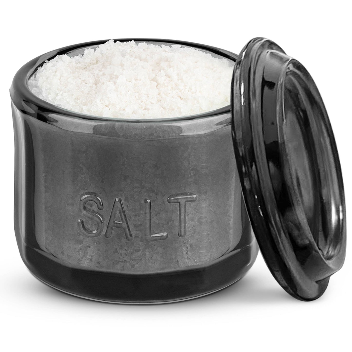 Kook Embossed Salt Cellar & Lid, Pressed Glass, 10 oz: Lime