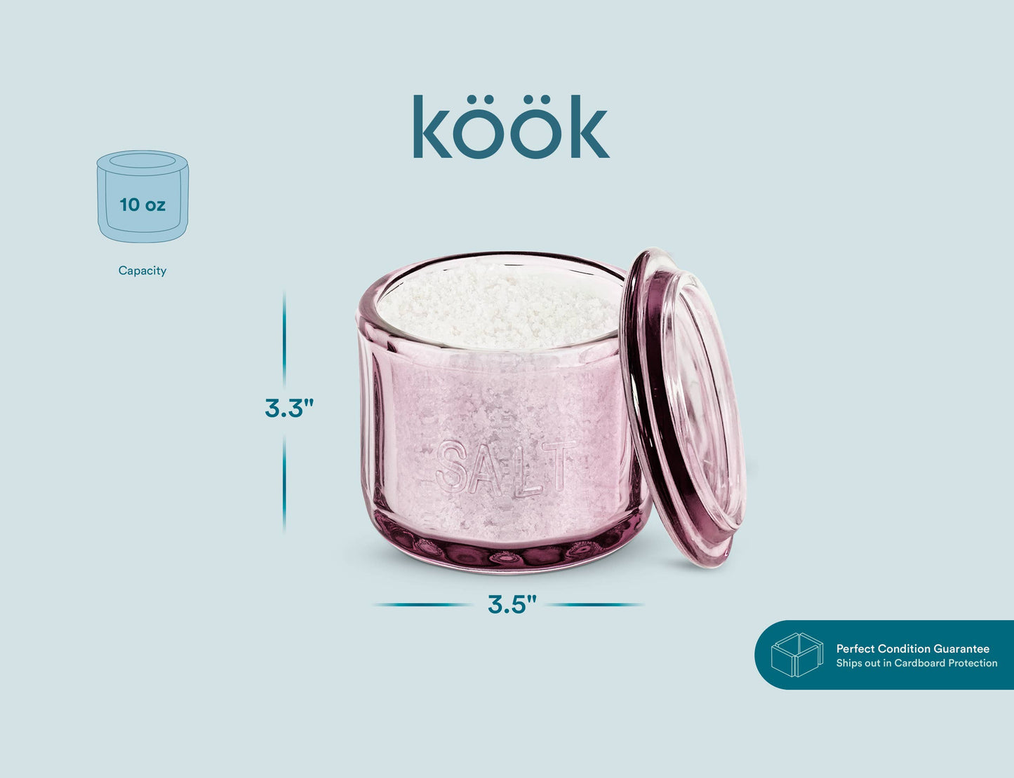 Kook Embossed Salt Cellar & Lid, Pressed Glass, 10 oz: Glass