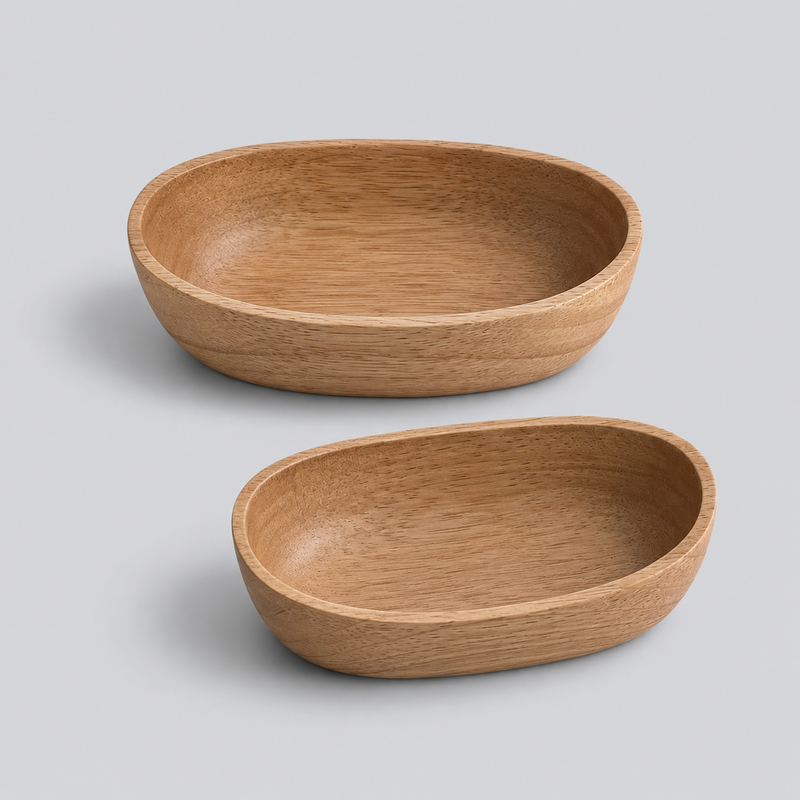 Solid Wood Boat-Shaped Trays: Small/Wood / One Size