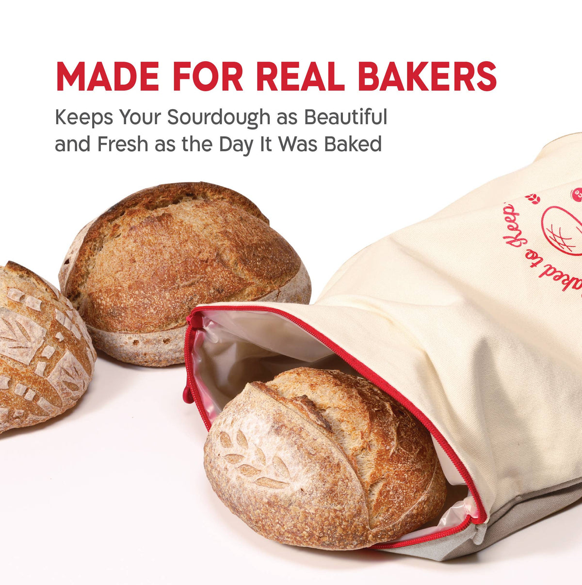 KneadAce Bread Bag: Gray / Off-White